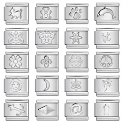 2025 New Raised Silver Pattern Modular Italian Charms Links Fit 9mm Bracelet Stainless Steel Making Women
