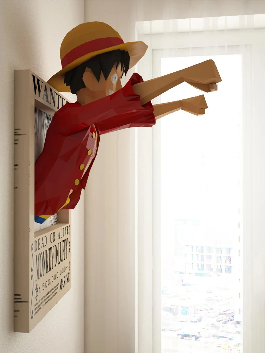 3D Paper Papercraft One piece Monkey D Luffy Living Room Wall Hanging Dining room Boys Bedroom Decor Decoration DIY Toys