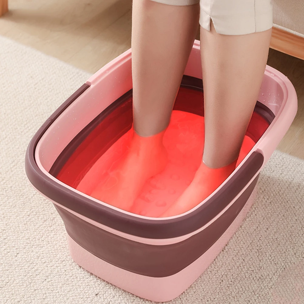 

Pink Foldable Foot Basin Multi-purpose Spa Bucket for Soaking Feet Massage Bath Tub Large Capacity Home Storage Barrel Fishing
