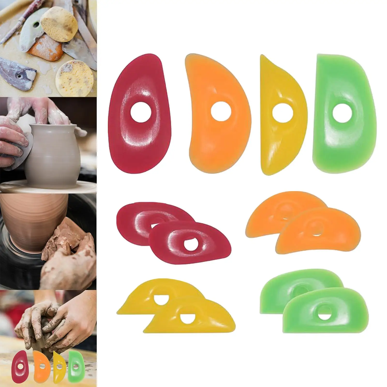 Pottery Trimming Tool Rubber Rib Set for Clay Carving Shaping Modeling Scraping Crafts Silicone Pottery Tool Kit for Ceramic Art