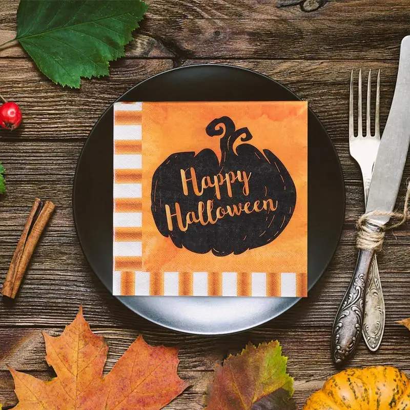 Halloween Napkins 2Layers Halloween Paper Napkins Tablecloths Room Halloween House Horror Party Decor Table Supplies 2023