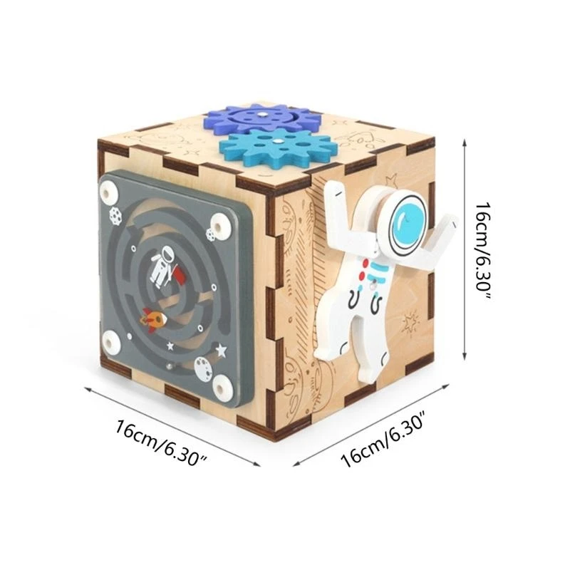 نموذج ميكانيكي خشبي صندوق الكنز للأطفال BusyCube لعبة ألغاز خشبية BusyBlock نموذج ميكانيكي لغز 15UB