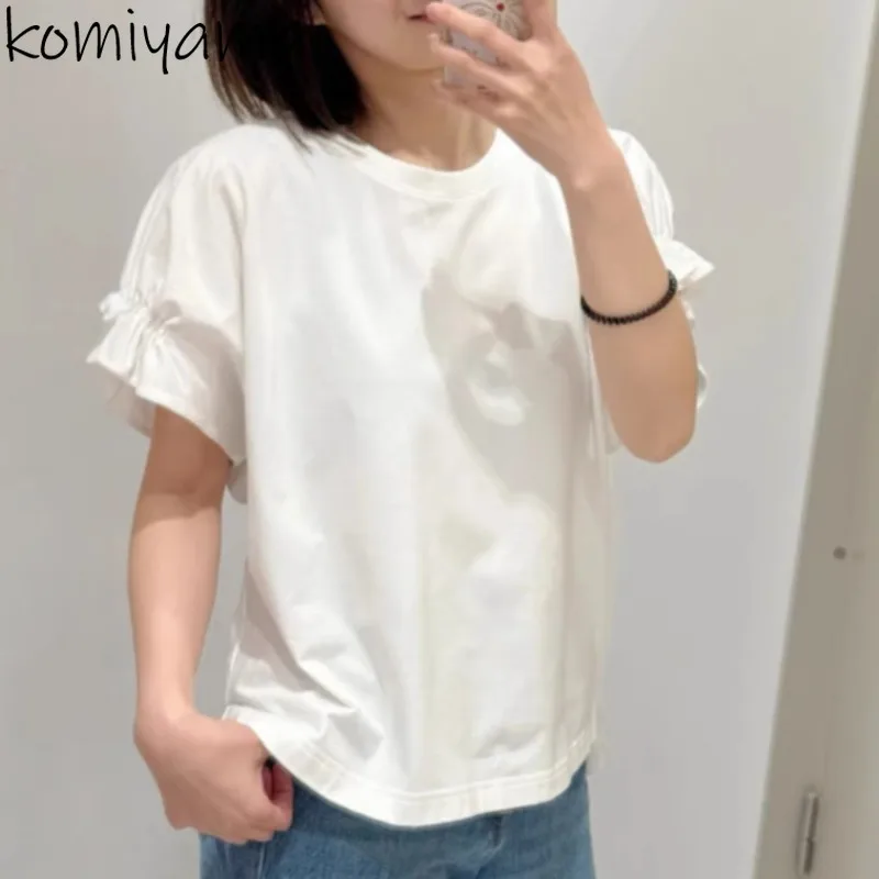 

Rufkes с коротким рукавом Ropa De Mujer, летняя женская одежда с круглым вырезом, простая свободная повседневная одежда, универсальная футболка Camisetas