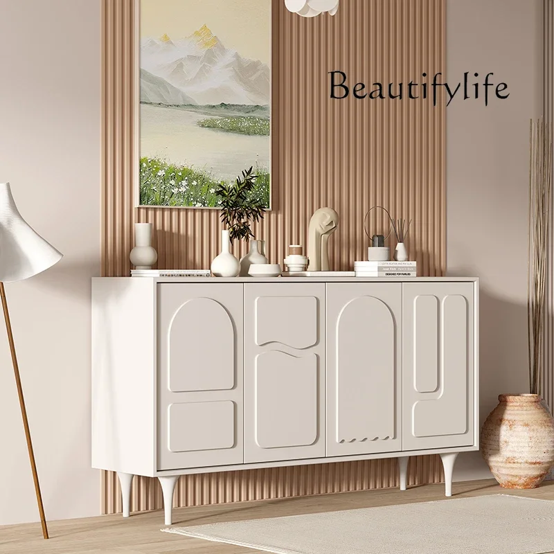 Cream Style White Hallway Shoe Cabinet Light Luxury High-End Living Room Decoration Modern Simple Storage Side Cabinet