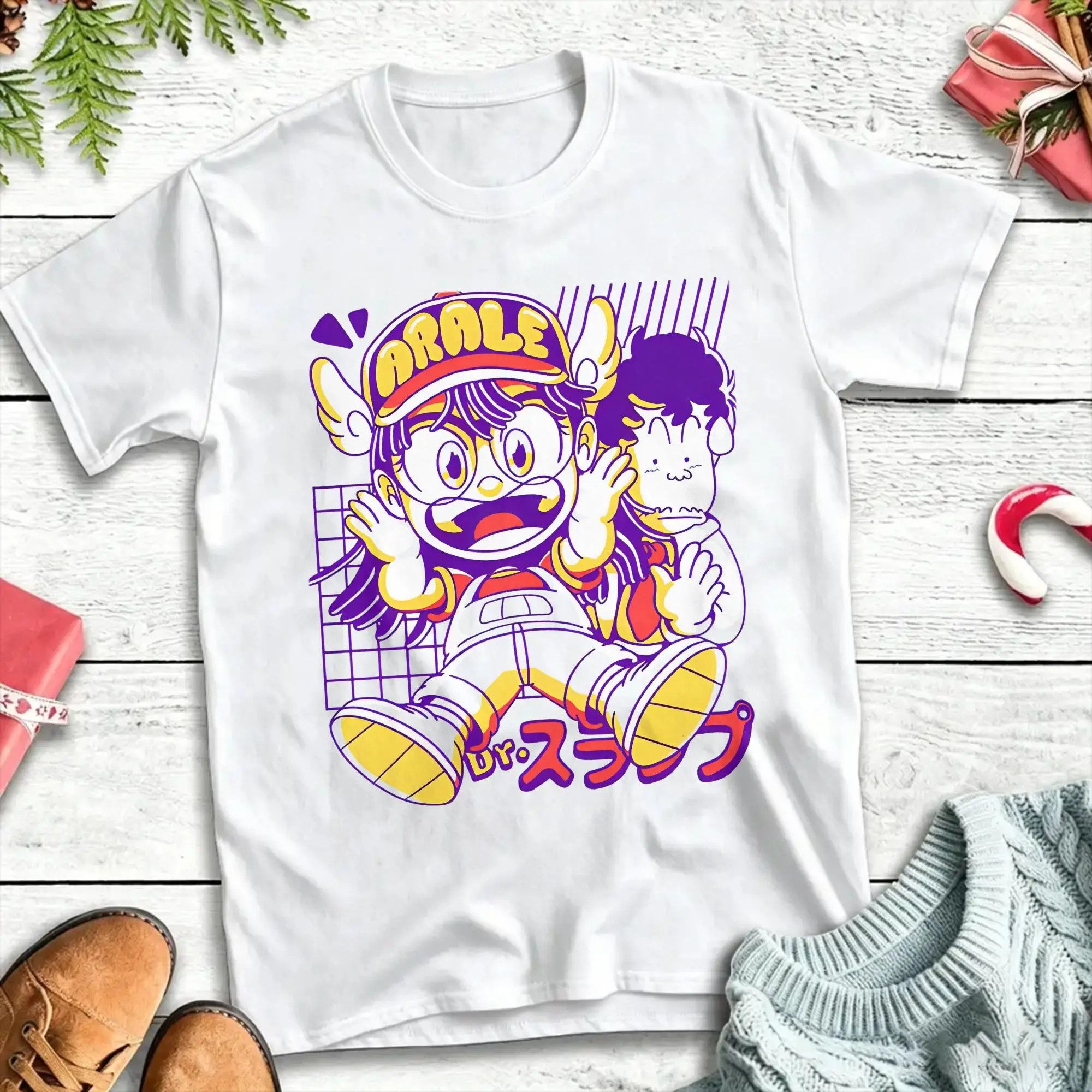 Arale The Android Girl T Shirts Men Women Pure Cotton Vintage T-Shirts Crew Neck Dr. Slump Tees Short Sleeve Clothes Gift Idea