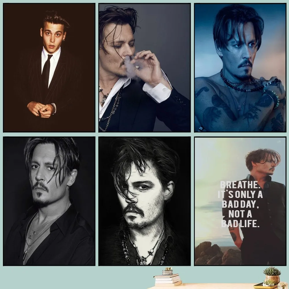 actor Johnny D-Depp Poster DIY Vintage Movie Poster Wall Art Painting Study Stickers Big Szie Wall Painting