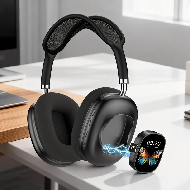 

MAX800 Wireless Headphones with Detachable Smart LCD Color Touch Screen,HiFi Stereo Long Battery Life Over-Ear Headset