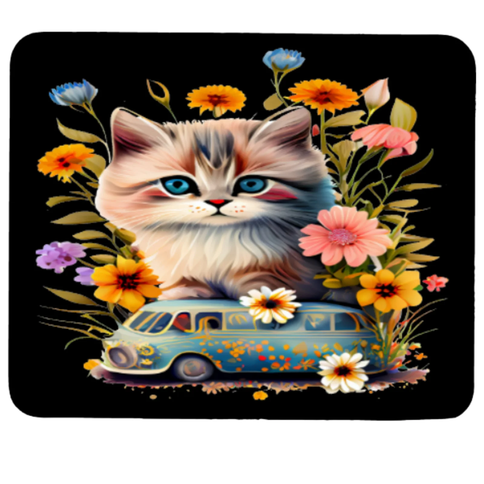 

Kitten flower mousepad rubber anti-slip PC desktop decoration HD printing suitable for players and families, high quality