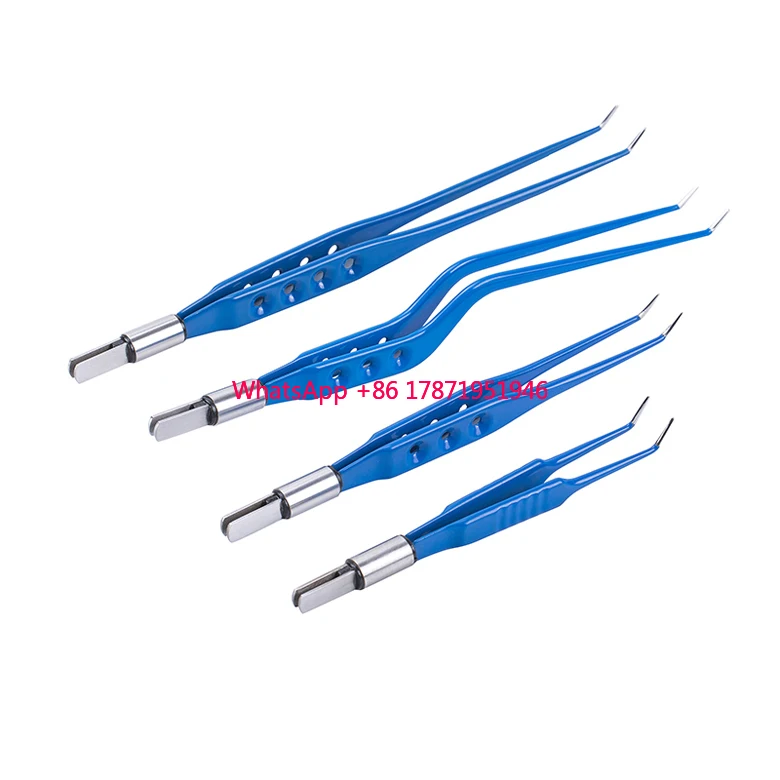 Ahanvos Bipolar Coagulation Forceps Reusable Bayonet or Straight Bipolar Forceps for Electrosurgical Generator Electric Metal CE