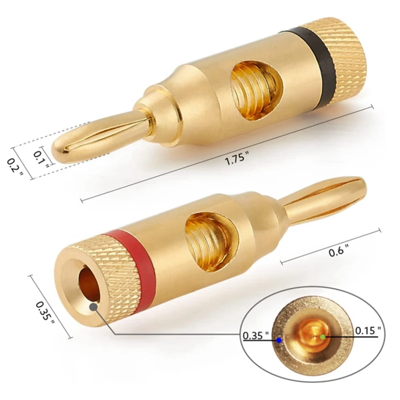 New-16 Pairs 6 X 36Mm Copper Speaker Spike Isolation Stand + Base Pad Feet Mat & 1 Set Gold-Plated Banana Plug Or Connector