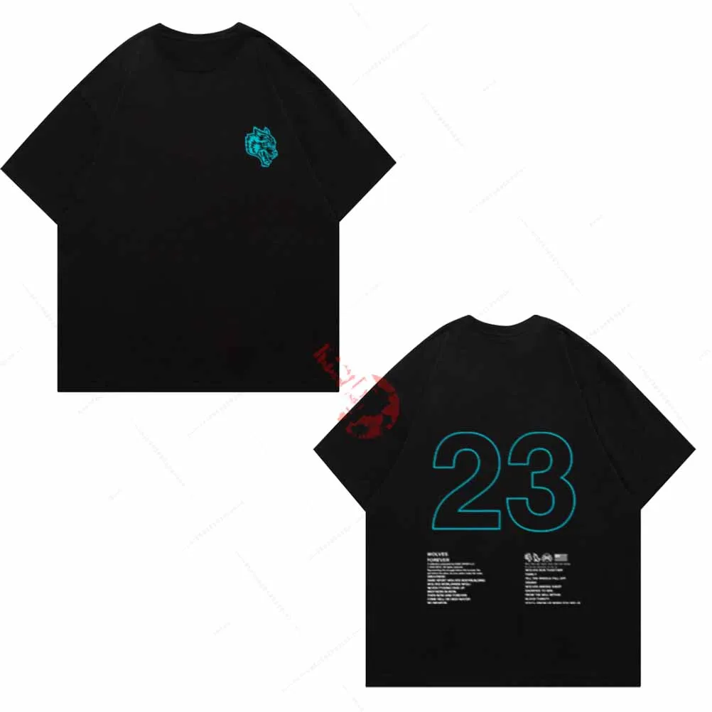 

Men Sports and Fitness Wolf Head Letter Graphic Printed Breathable T-shirt Round Neck Women's Pure Cotton Short Sleeved Top GYM