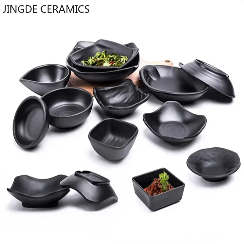 Japanese Restaurant Melamine Dipping Soy Sauce Dishes Sushi Wasabi Small Sauce Dish Black Frosted Dinnerware Kitchen Accessories