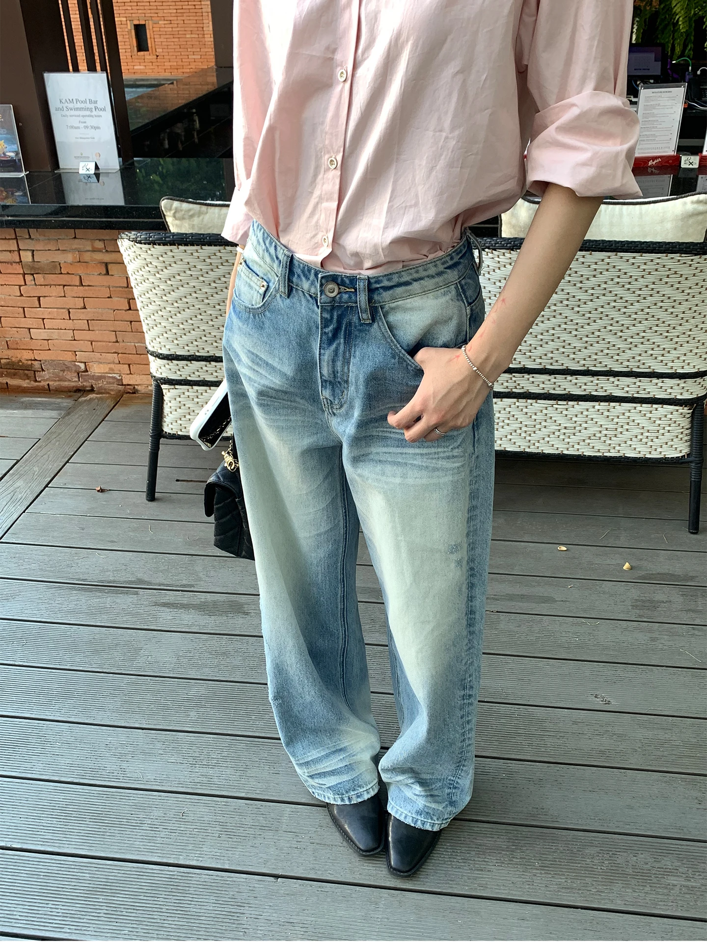

Slimming Straight Leg Jeans Women's Versatile Light Blue Wide Leg Pants Spring Summer Loose Fit Casual High Waist Cotton Jeans