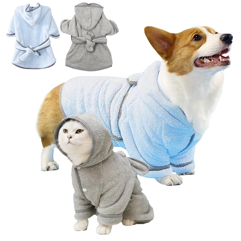 Pet Bathrobe,Dog Bath Towel Microfiber Fast Drying Super Absorbent Puppy Pajamas with Hooded for Small Medium Large Dog Cat