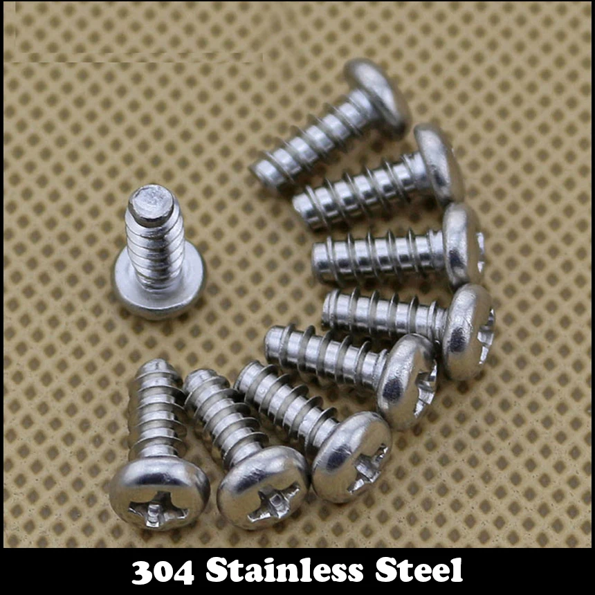 M4 M4*6 M4x6 M4*8 M4x8 M4*10 M4x10 304 Stainless Steel 304ss PB Phillips Cross Recessed Round Head Flat Tail Self Tapping Screw