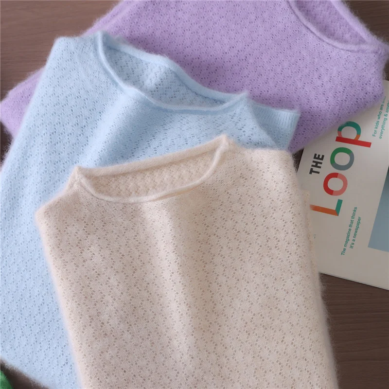 New Autumn Winter Basic Long Sleeve Women's 100%  Mink Cashmere Sweater O-Neck Pullover Cashmere Sweater Soft Warm Knitwear Top