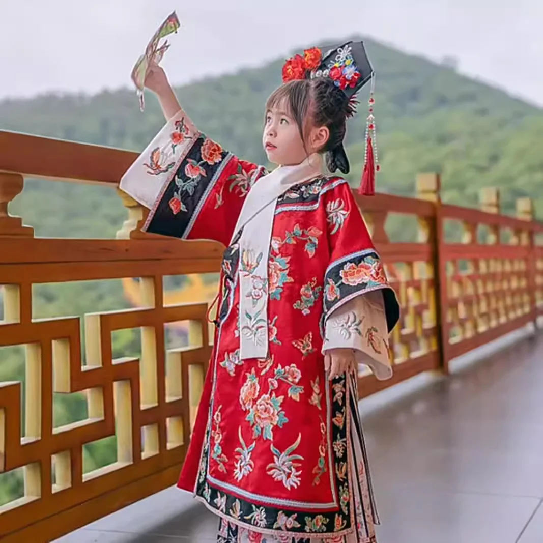 Chinese Style Ancient Princess Costume Horse Face Skirt Girls' Set Hanfu New Year's Suit Stage Performance Costume