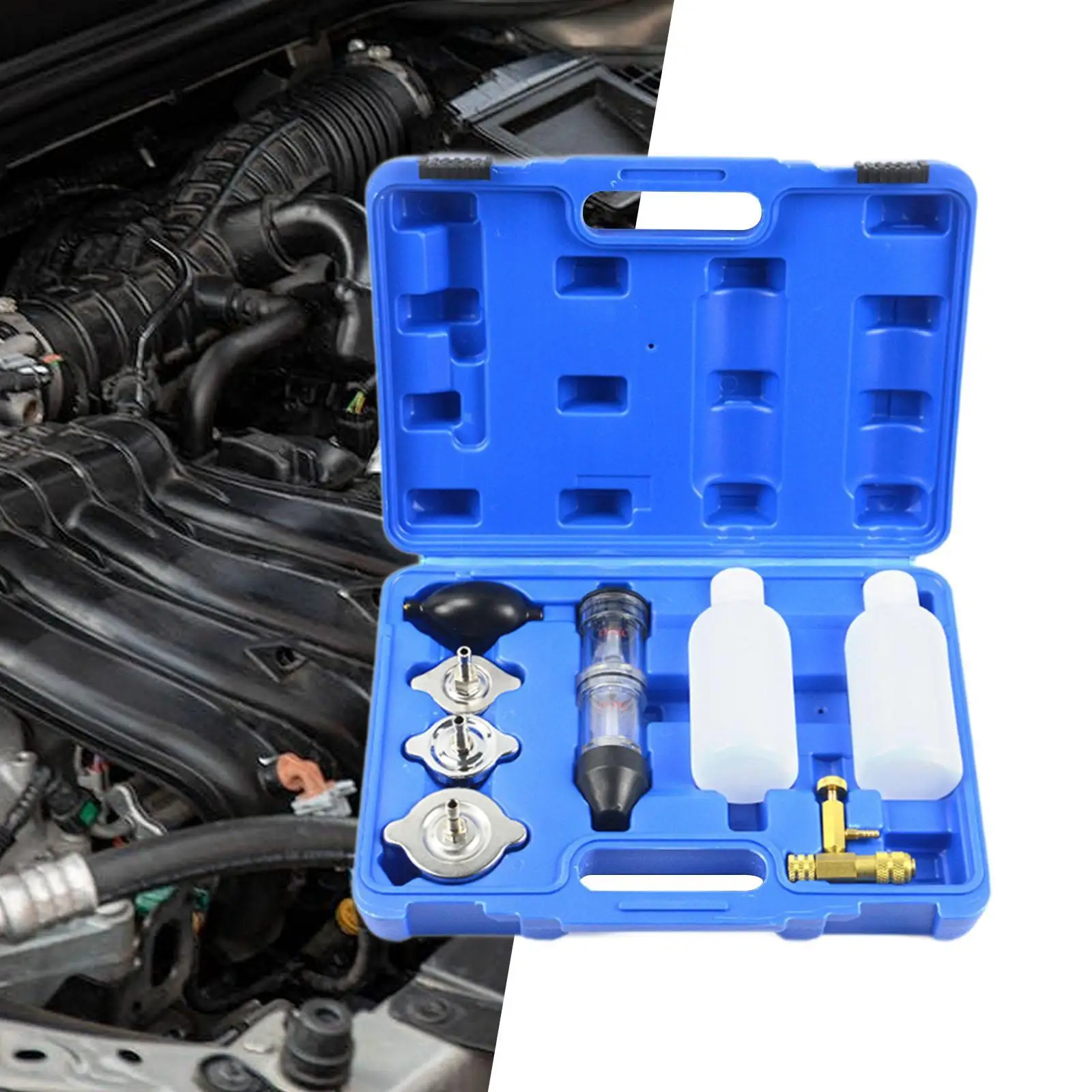 

8Pcs Combustion Leak Tester Kit Convenient Excavators Head Gasket Carrying Case