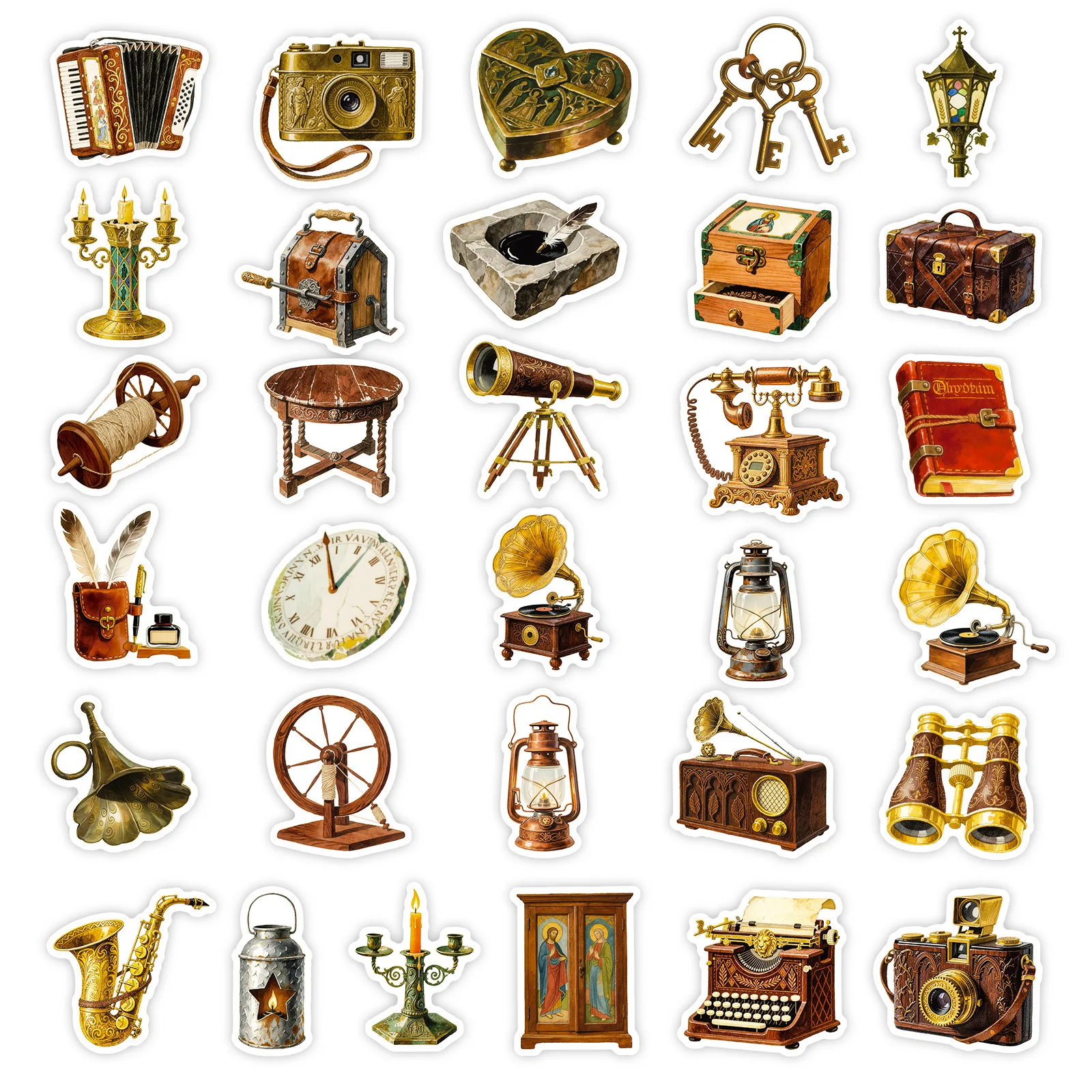 56PCS Brown Series Retro Home Furnishing Graffiti Sticker Artistic Style Cartoon Decal Notebook Phone Guitar Classic Kid Toys