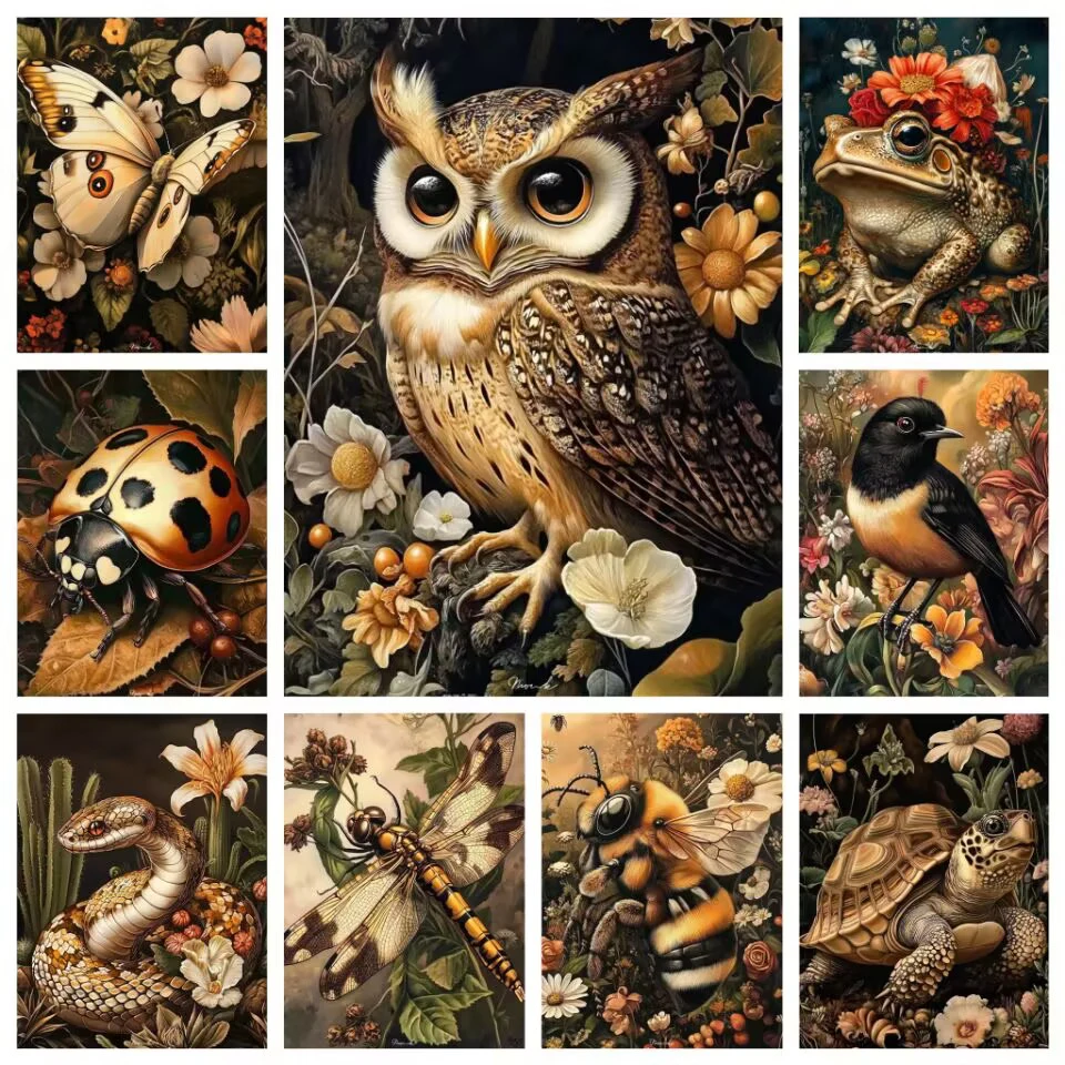 Full Diamond Painting Animal Owl Butterfly Turtle 5d Diy Diamond Mosaic Landscape Home Decorative Rhinestone Pictures Craft Kit