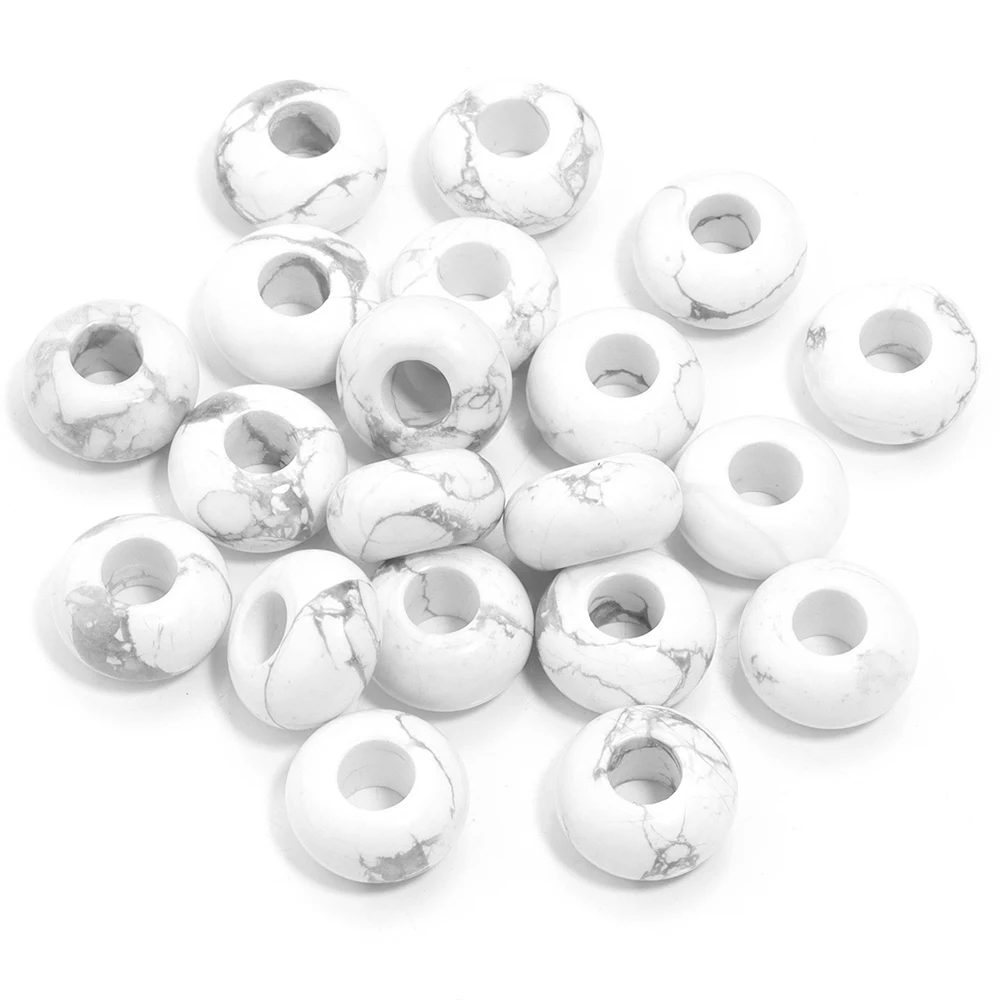 6 stks 14x8mm Natuursteen Kralen Amethist Tijgeroog Agaat Jade Abacus Vorm Big Hole Losse Kralen voor Sieraden Maken DIY Armbanden