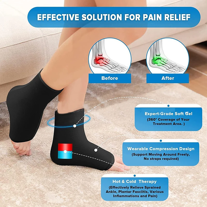 Reusable Foot Ice Pack Wrap For Plantar Fasciitis Cooling Sock Hot Cold Therapy Gel Foot Pack For Ankle Pain Relief Arthritis