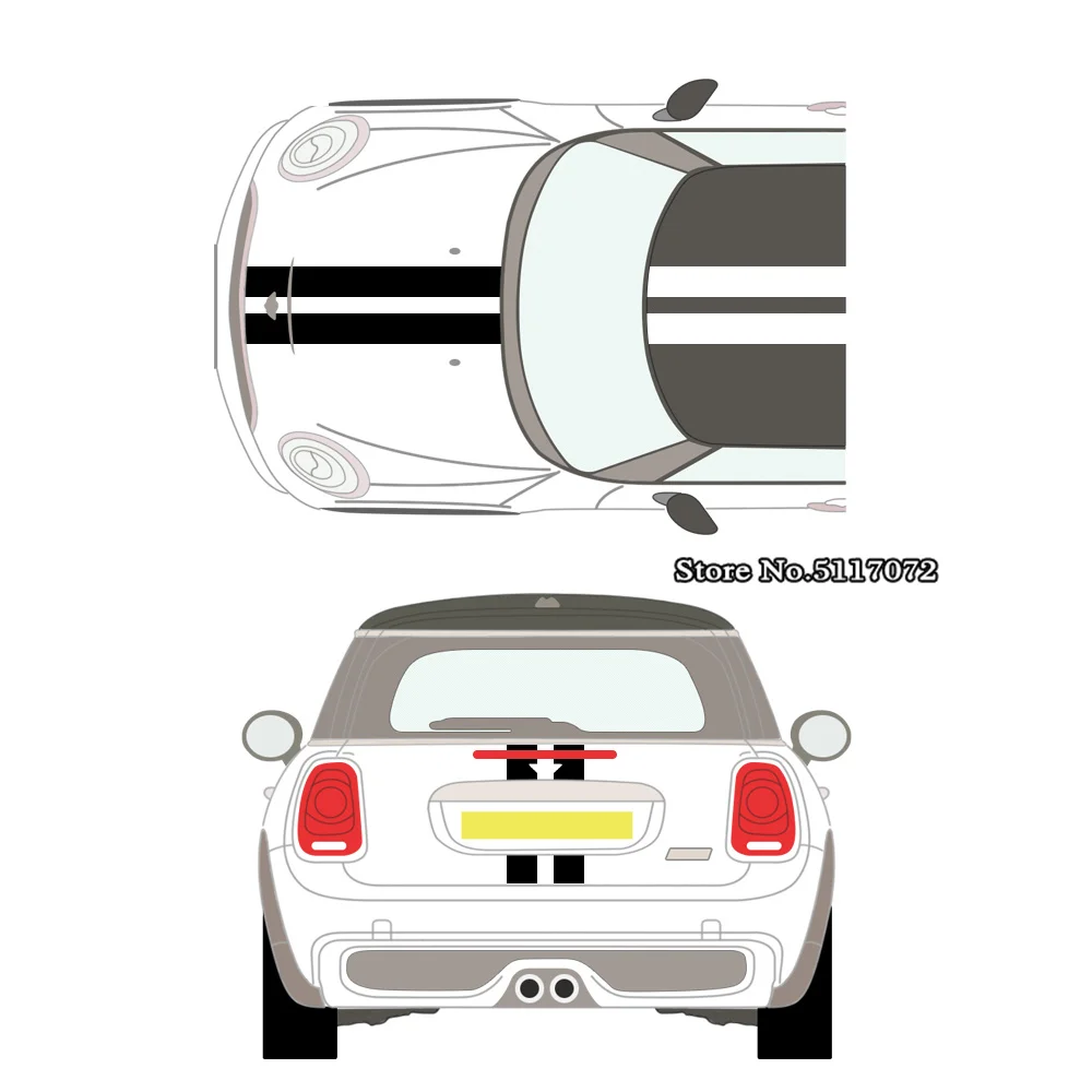 Car Hood Bonnet Roof Rear Stripes Sticker Body Decal For Mini Coupe R56 R57 R58 R59 John Works Jcw Roadster Cabrio