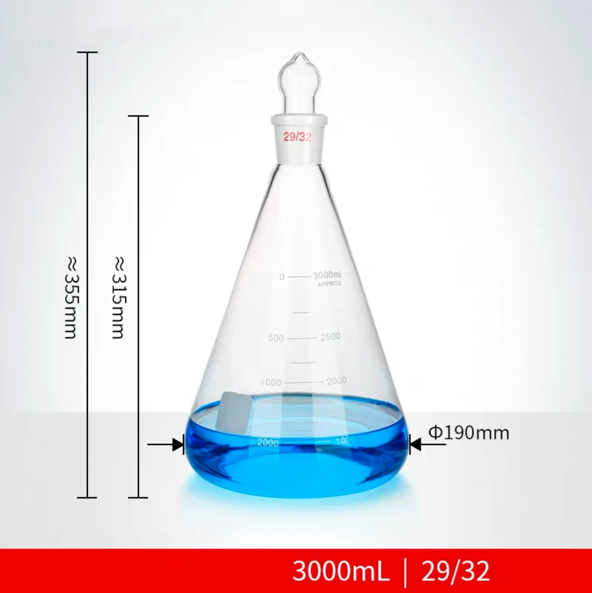 3000 ミリリットルジョイント 24/29 29/32 34/35 ロジンフラスコ研削ガラスストッパーマークロジンメスフラスコ三角フラスコ