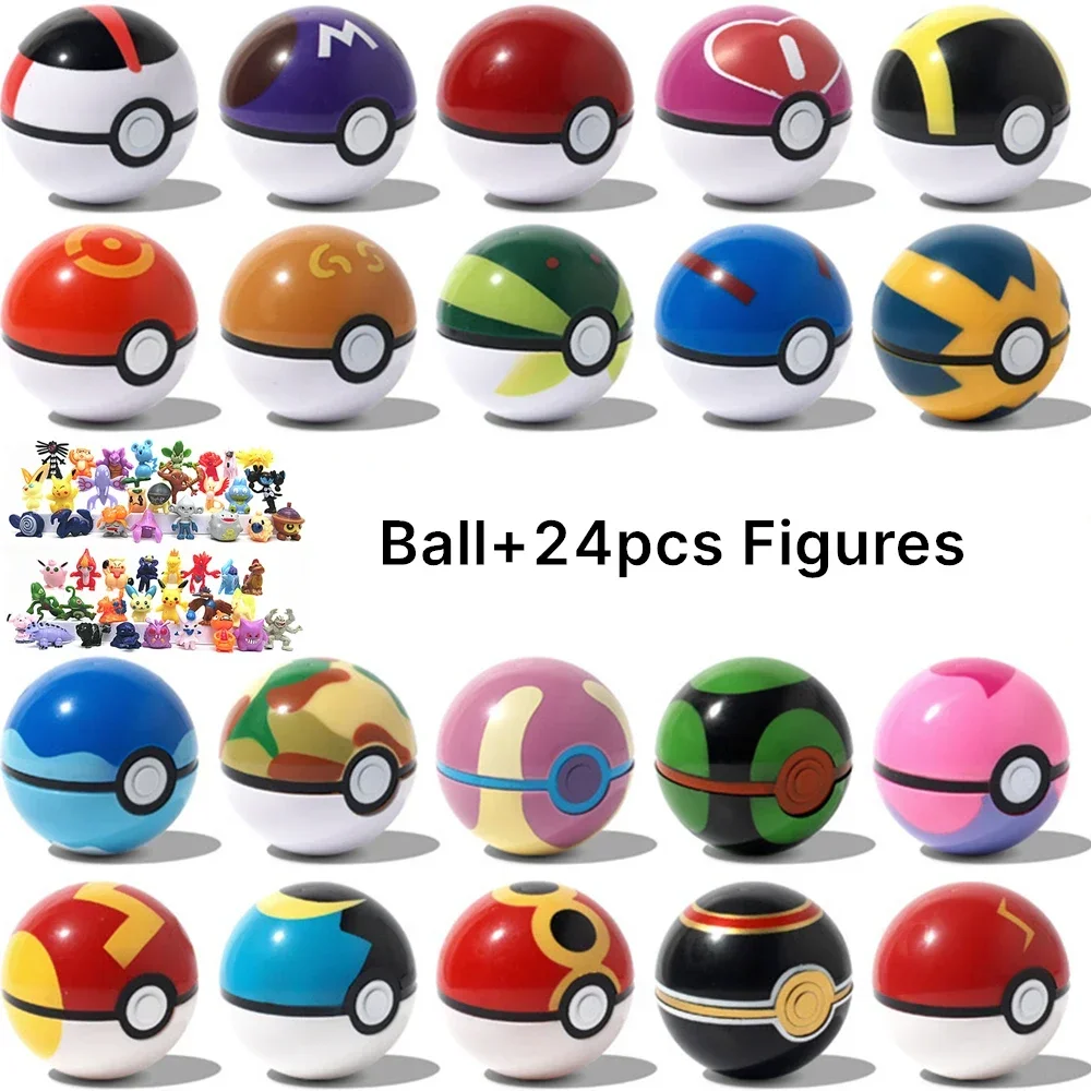 Funny Joy Pokemoning Toys 7Cm Elf Ball 2-3cm Anime Action PokeBall Figures Monster Toy Model Dolls Children Christmas Gift