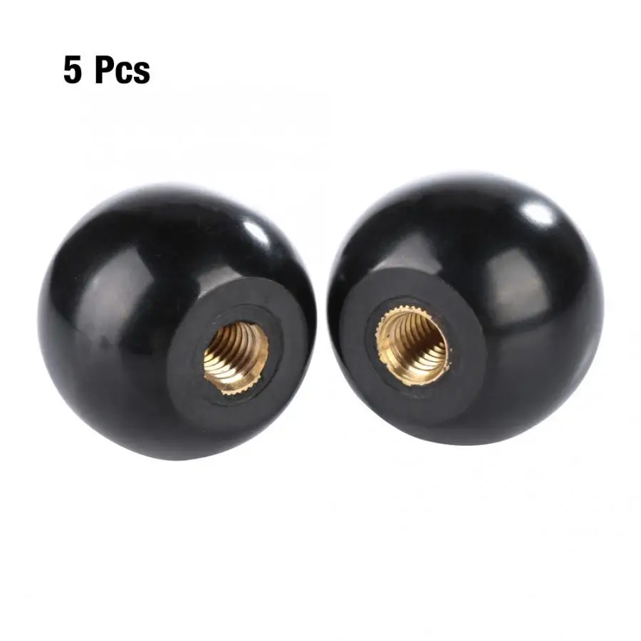 5Pcs Black Round Ball Bakelite Lever Knob M8/M6 Machine Tool Replacement