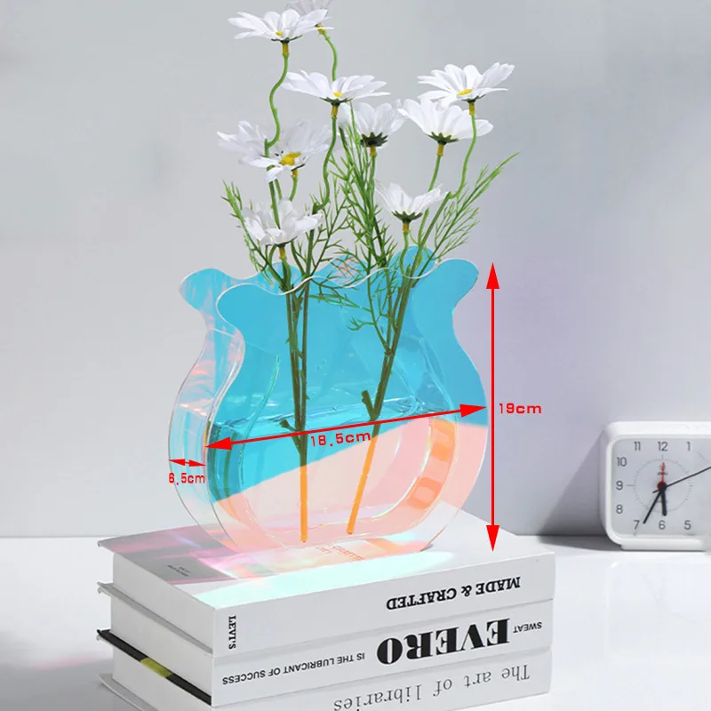 Acrylic Vase Flower Arrangement Advanced Sense Transparent Creative Color Fish Tank Household Living Room Fish Tank Ornament