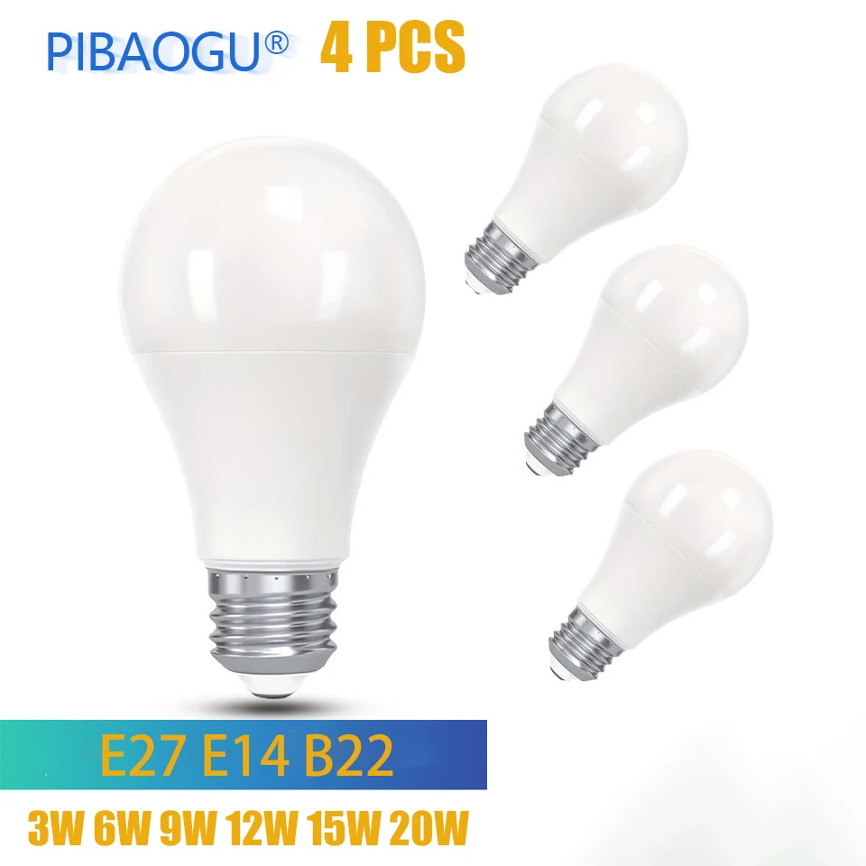 4 szt. Lampa LED B22 E27 E14 3/6/9/12/15/20W 110V żarówka LED o wysokiej jasności i niskim zużyciu energii żarówki LED oszczędzania energii