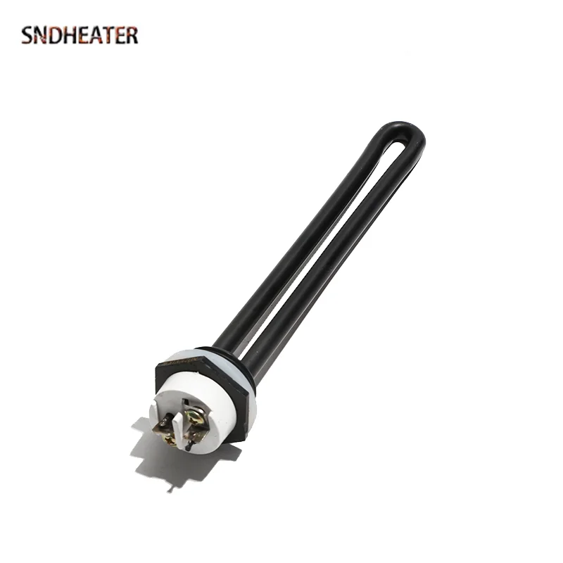 SNDHEATER 220V 380V Electric Solar Water Tank Heater Tube DN25 G1" Thread Black Bend Oil Heating Element 1000W 2000W 3000W 6000W