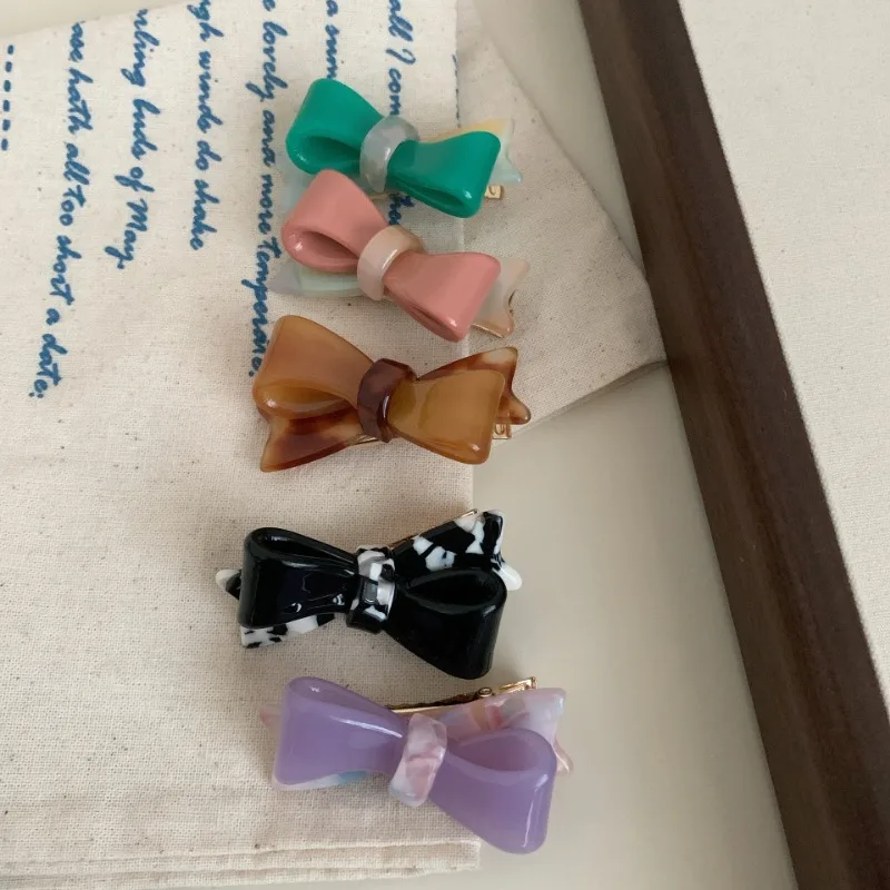 Korean Jelly Colored Bow Acetate Barrette Hair Clip for Women Girls 2024 Fashion Sweet Delicate Hairpin Headdress Accessories