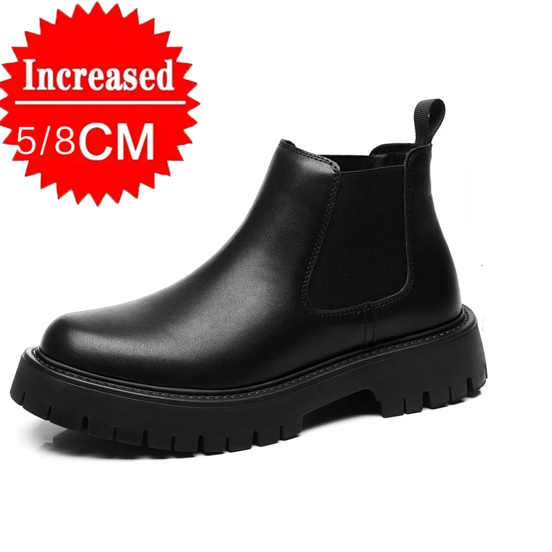 

Новые мужские классические ботинки челси в стиле ретро, модные кожаные мужские ботинки на толстой подошве, повседневная обувь с высоким берцем, повседневные мужские ботинки для вечеринок