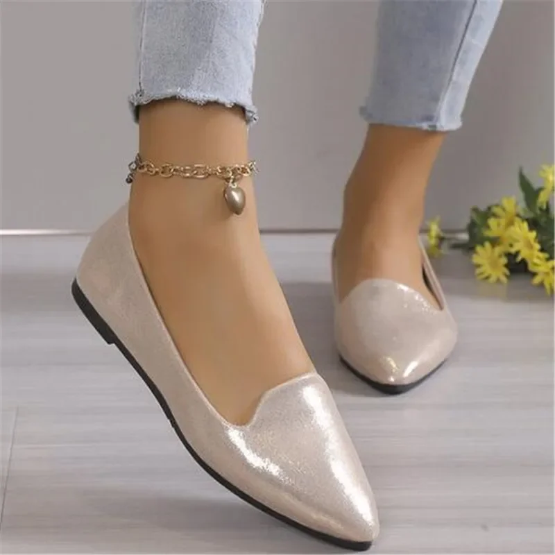 

2024 Fashion Slip on Loafers Breathable Stretch Ballet Shallow Flats Women Soft Bottom Pointed Toe Boat Shoes plus size 43