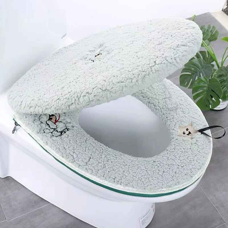 Thicken Soft Plush Toilet Seat Cover Mat Washable Bathroom Toilet Cushion with Zipper New Closestool Pad Home WC Accessories