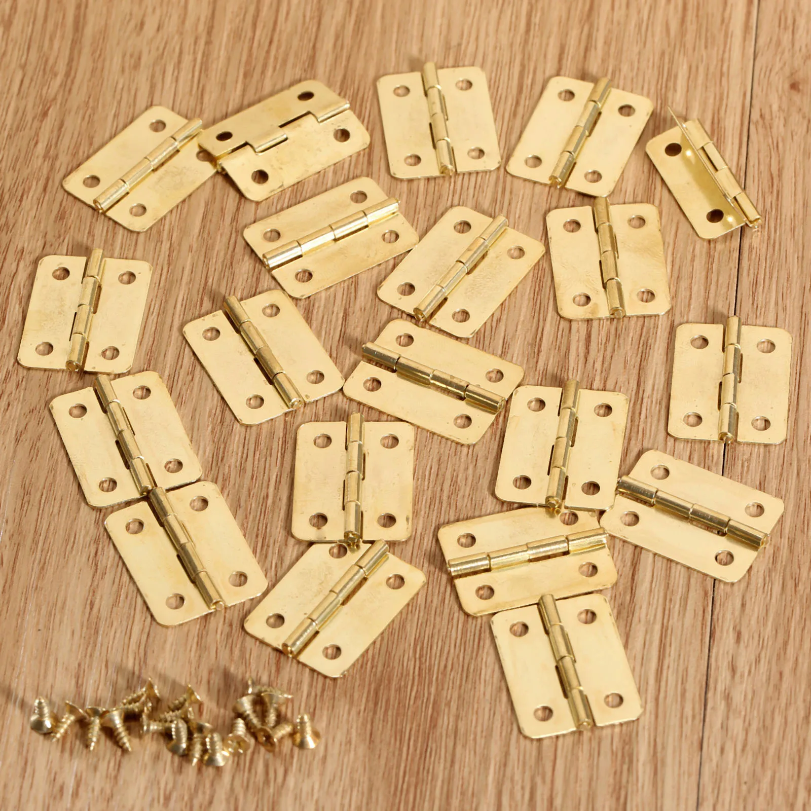 20-Pack Spring Hinges, Small 90° Opening Angle Box Lid Hinges, Decorative L-Shaped Latch With Screws For Jewelry, Wood, And Gift Cases (Gold Finish)