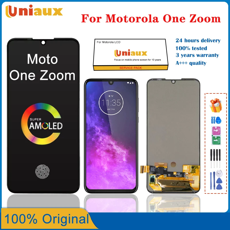 Original Fingerprint Screen Display For Moto One Zoom XT2010 Xt12010-1 Lcd  Touch Glass Digitizer Assembly For Moto One Pro