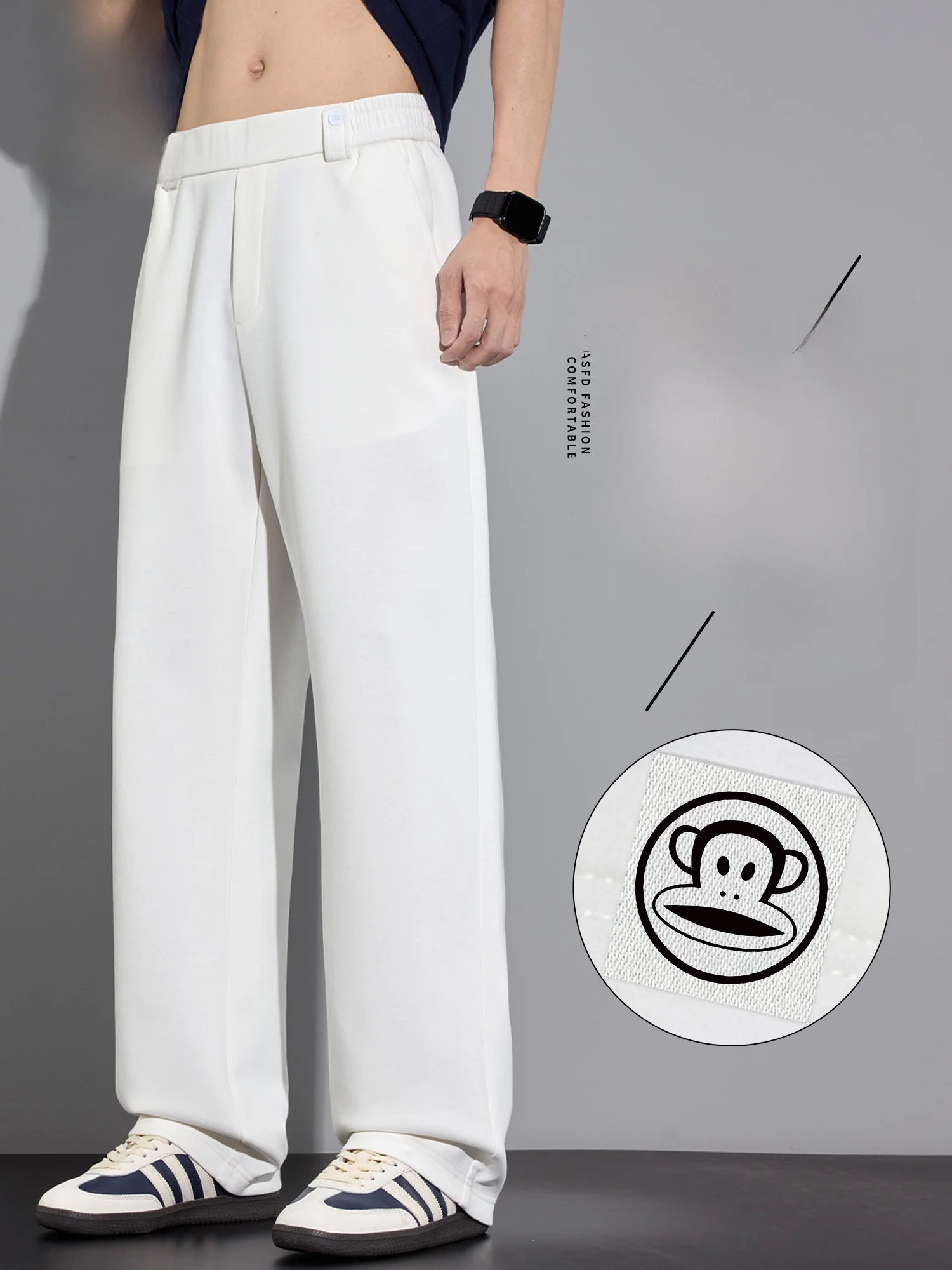 

PaulFrank Air Layer Spor Casual Pants Men's Knitted Drapey Loose Fit Spring Trendy Sweatpants Elastic Waist Cotton Polyester