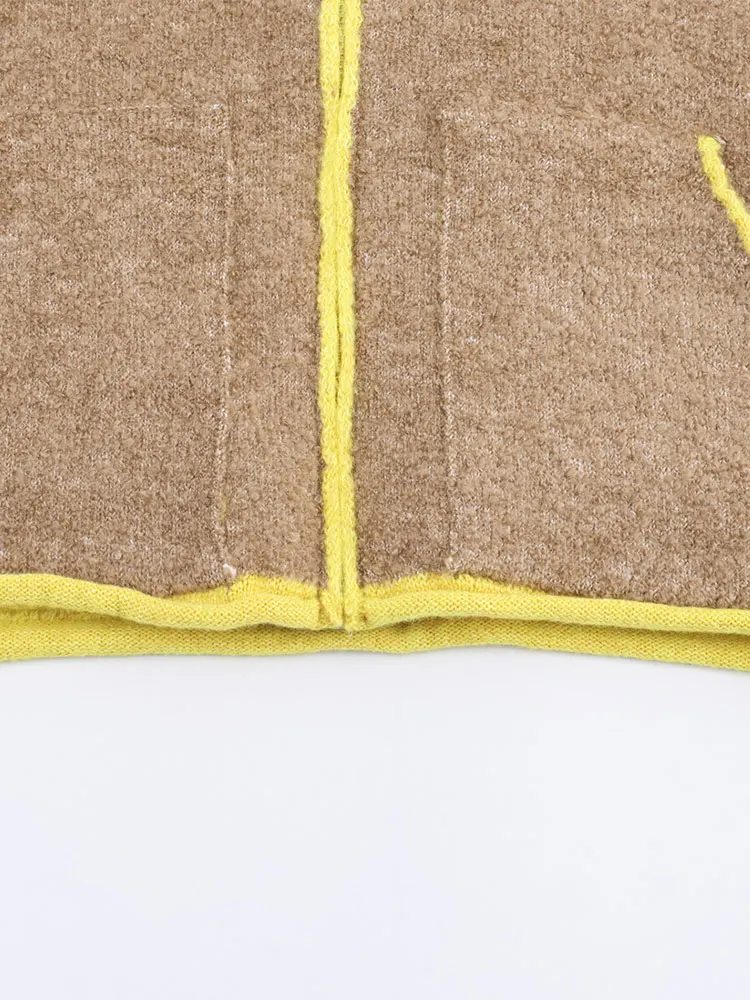 TFAFXY المرأة سترة سترة خريف شتاء محبوك عالية الرقبة طويلة الأكمام اللون حظر سستة معطف فضفاض الإناث رداء علوي غير رسمي ﻿