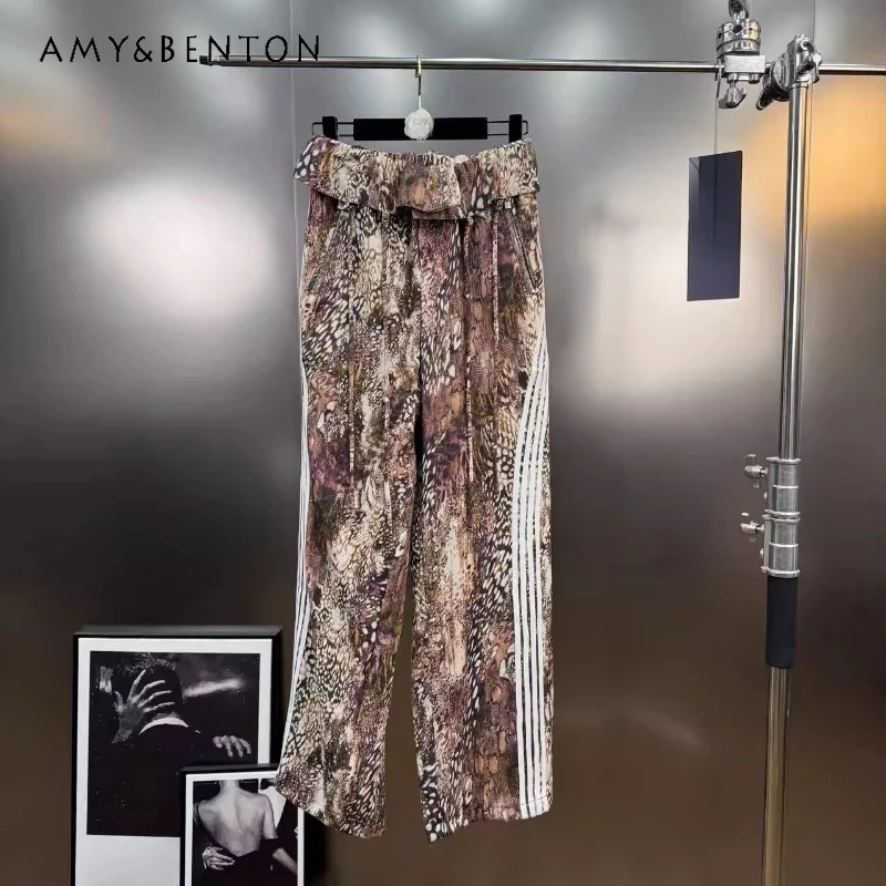 

American Retro Personalized Hot Girl Drawstring Women's Wide-leg Pants Spring Autumn Loose High Waist Straight Trousers Ladies