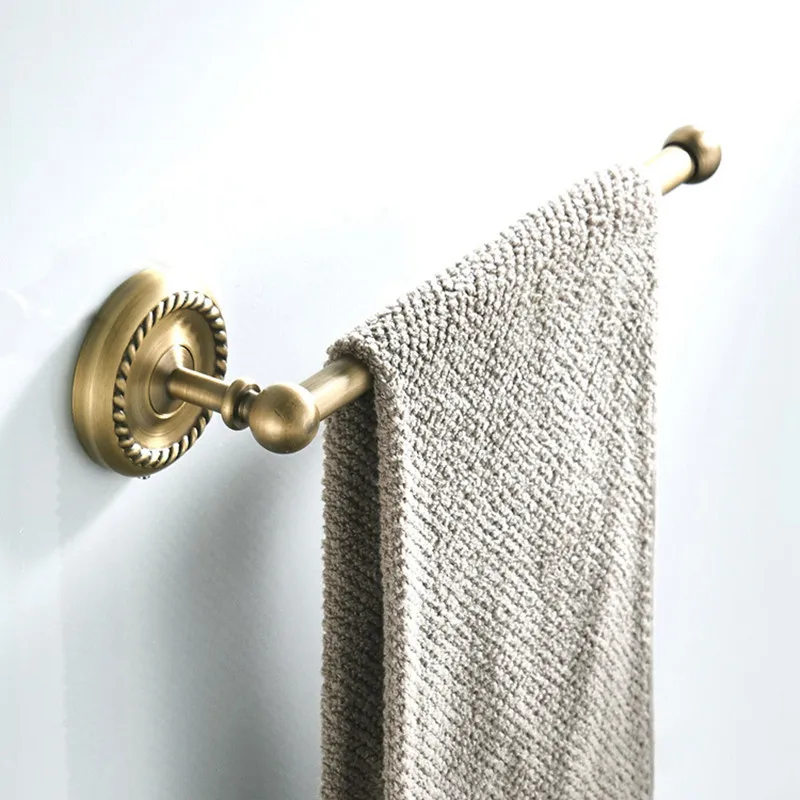 new Imitation bronzer Towel Hanger Wall Mounted Towel Rack Bathroom Brass Towel Bar Rail accessories Embossed single chassis