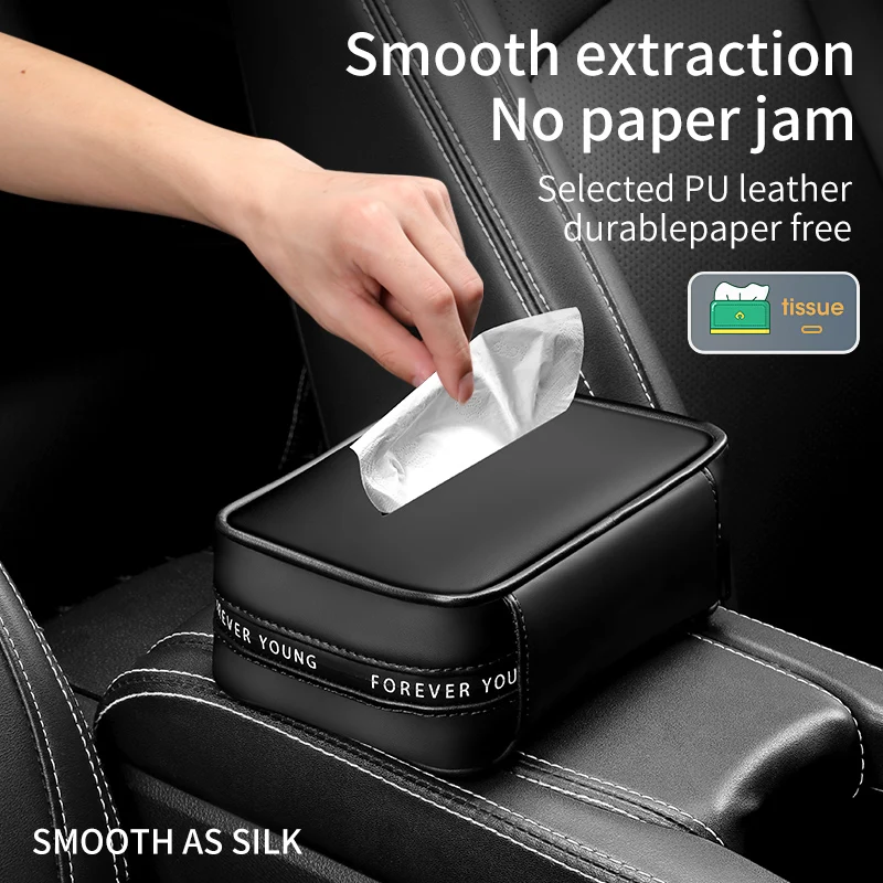 Car Mounted Tissue Box Drawer Box Creative Car Armrest Box Backrest Hanging Multifunctional Sun Visor Four-color Tissue Bag