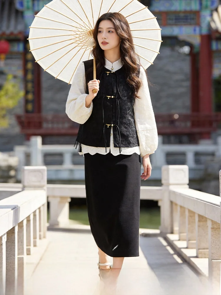 

New Chinese Sle Set Women's Large Size Base Tank Top f Skirt Spring 2026 Faionable Embroidery Tee Piece Suit Commute