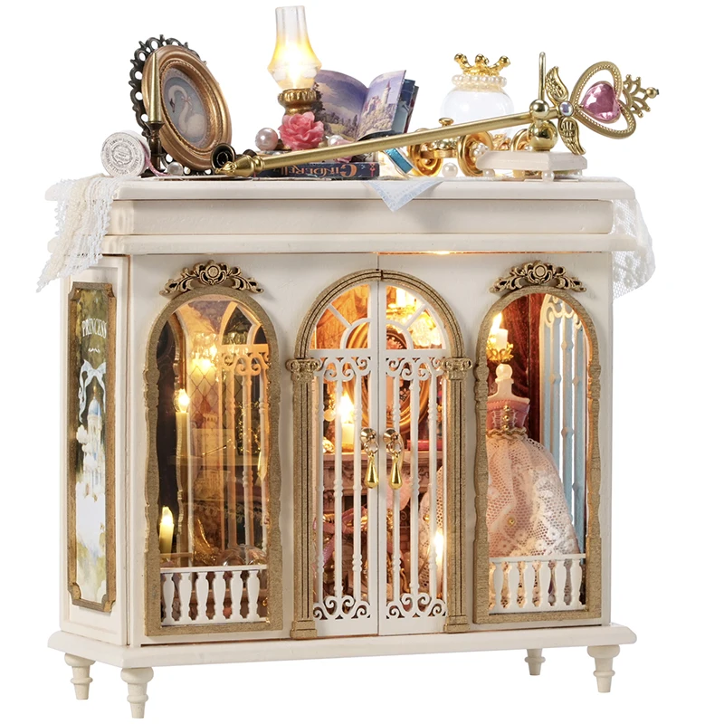 

DIY Dollhouse Kit 3D Wooden Miniature House with LED Light Creative Handmade Model Building Kit for Home Decor Birthday Gifts