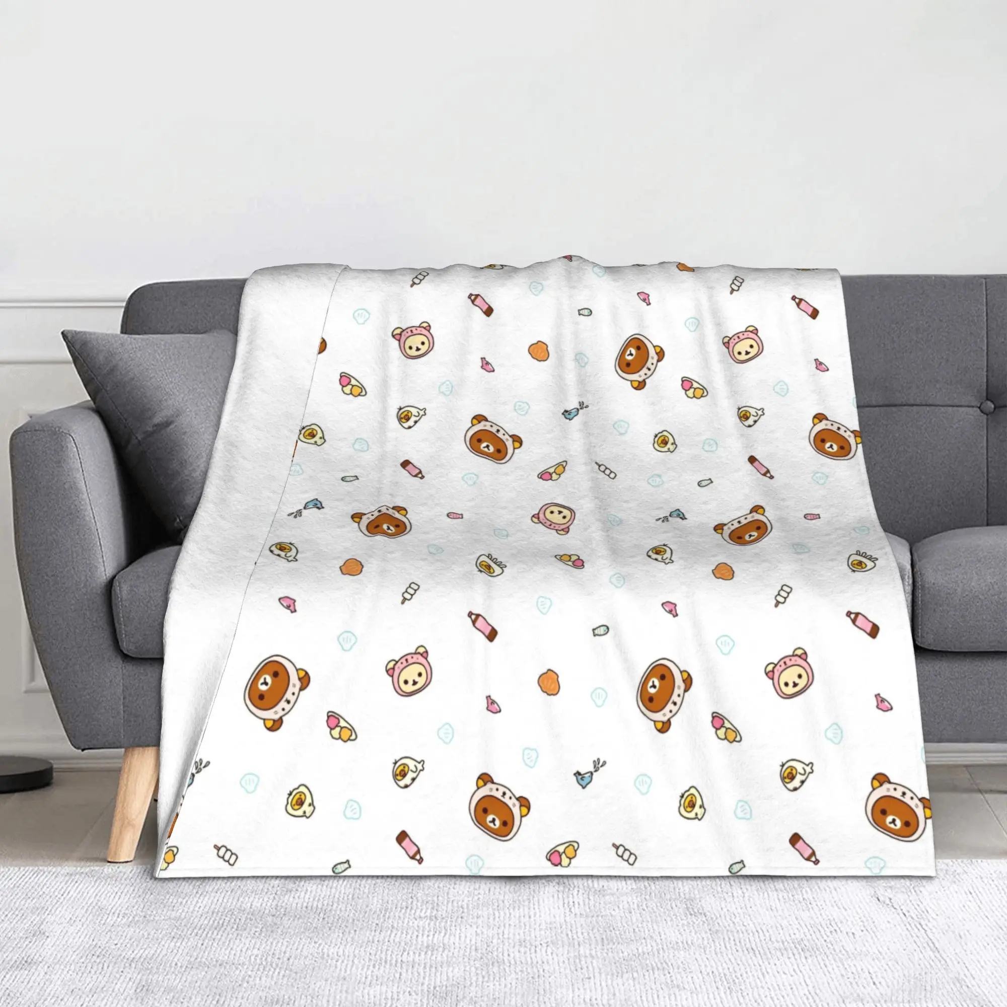 

Фланелевое одеяло с рисунком Rilakkuma, милый медведь, потрясающие пледы для дома, 150*125 см, ковер