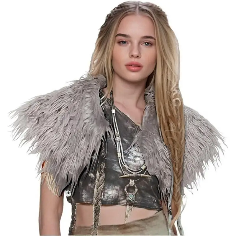 39BB Roleplay Middeleeuwse Cape Artificial Furs Cloak koudweerkostuums feestkleding