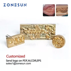 ZONESUN-Molde de estampado personalizado para máquina, molde de latón con logotipo, marca de cuero, hierro, madera, placa de cobre PU, Sello de Bronce de lámina caliente