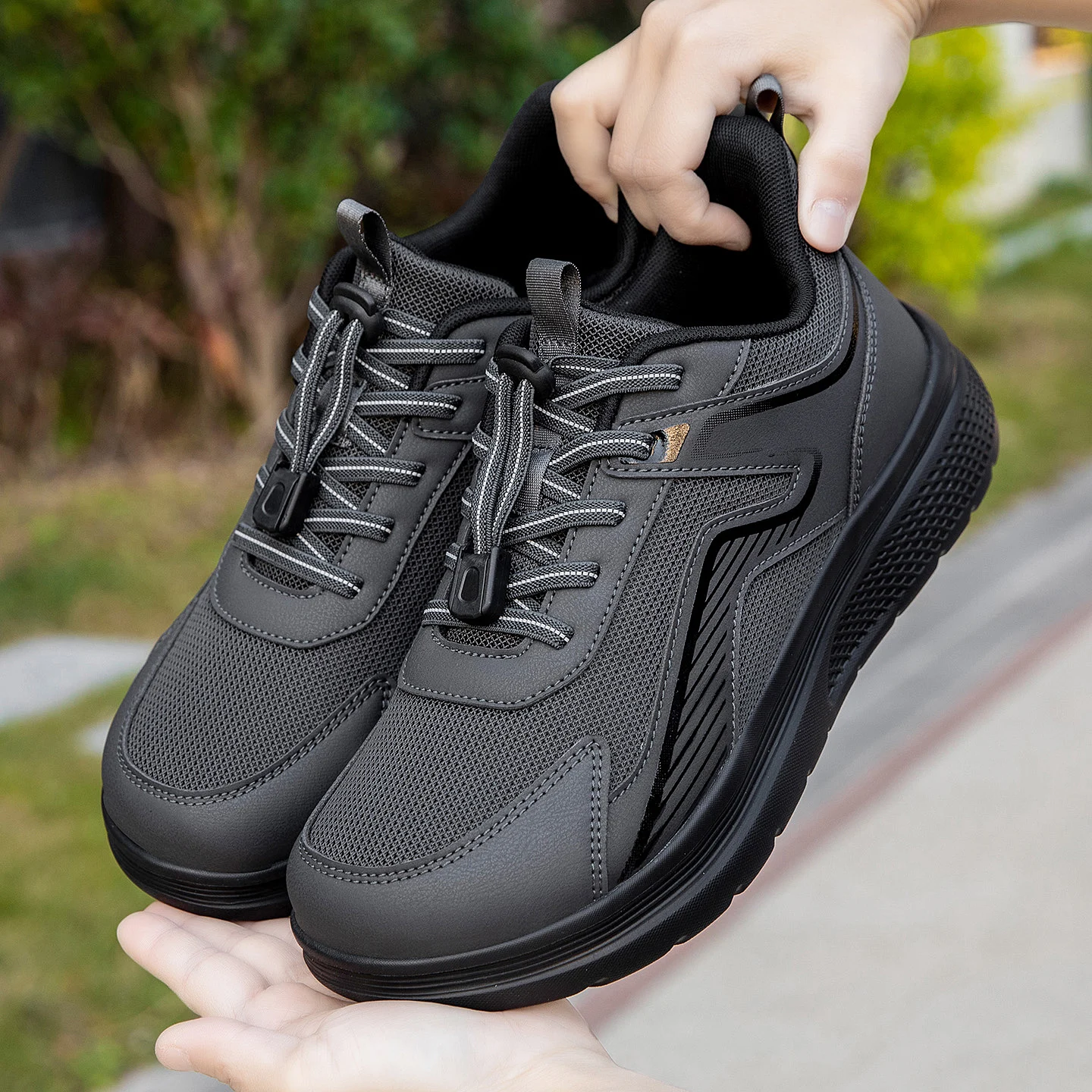Wide Toe Box Walking Shoes Breathable Mesh Orthopedic Sneakers Quick Elastic Laces Comfort Casual Trainers for Men Women Elderly